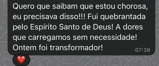 Depoimento de participante da Tenda 1