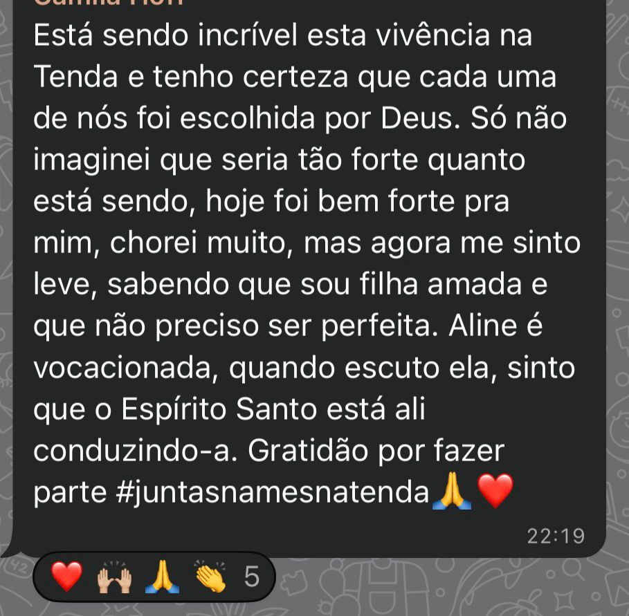 Depoimento de participante da Tenda 3