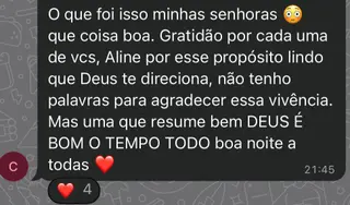 Depoimento de participante da Tenda 5