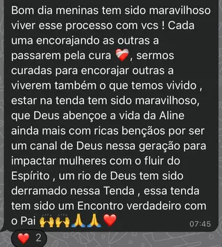 Depoimento de participante da Tenda 7