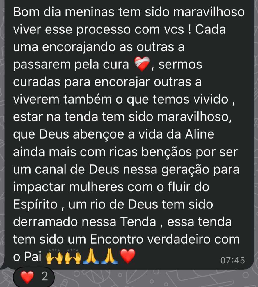 Depoimento de participante da Tenda 7